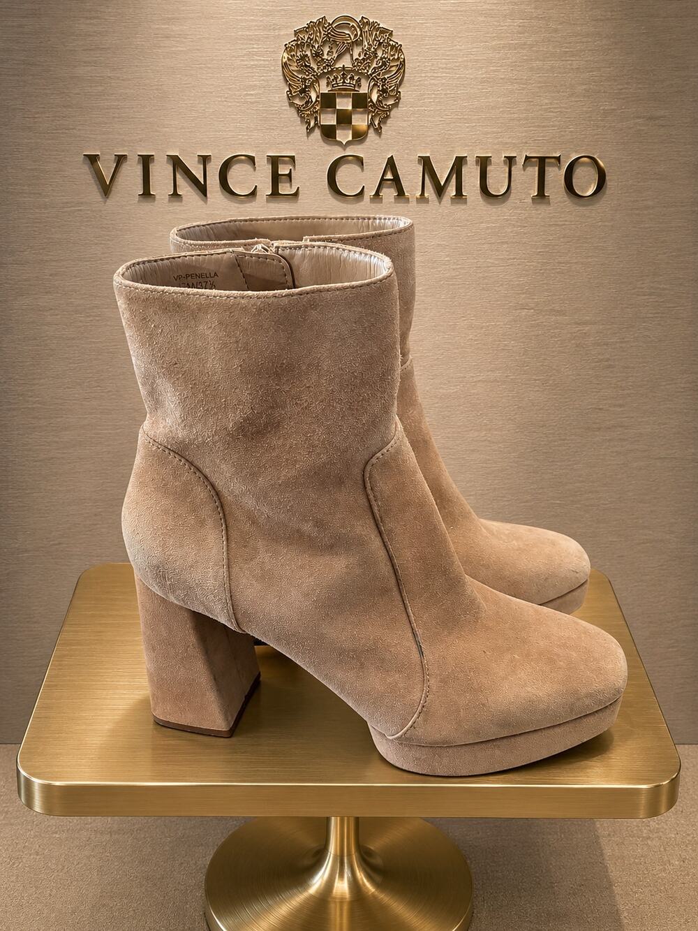 Vince Camuto Penella Platform Ankle Boots Taupe Women’s 7M 37.5